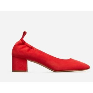 Everlane The Day Heel Red Suede Leather Pump Size US 9